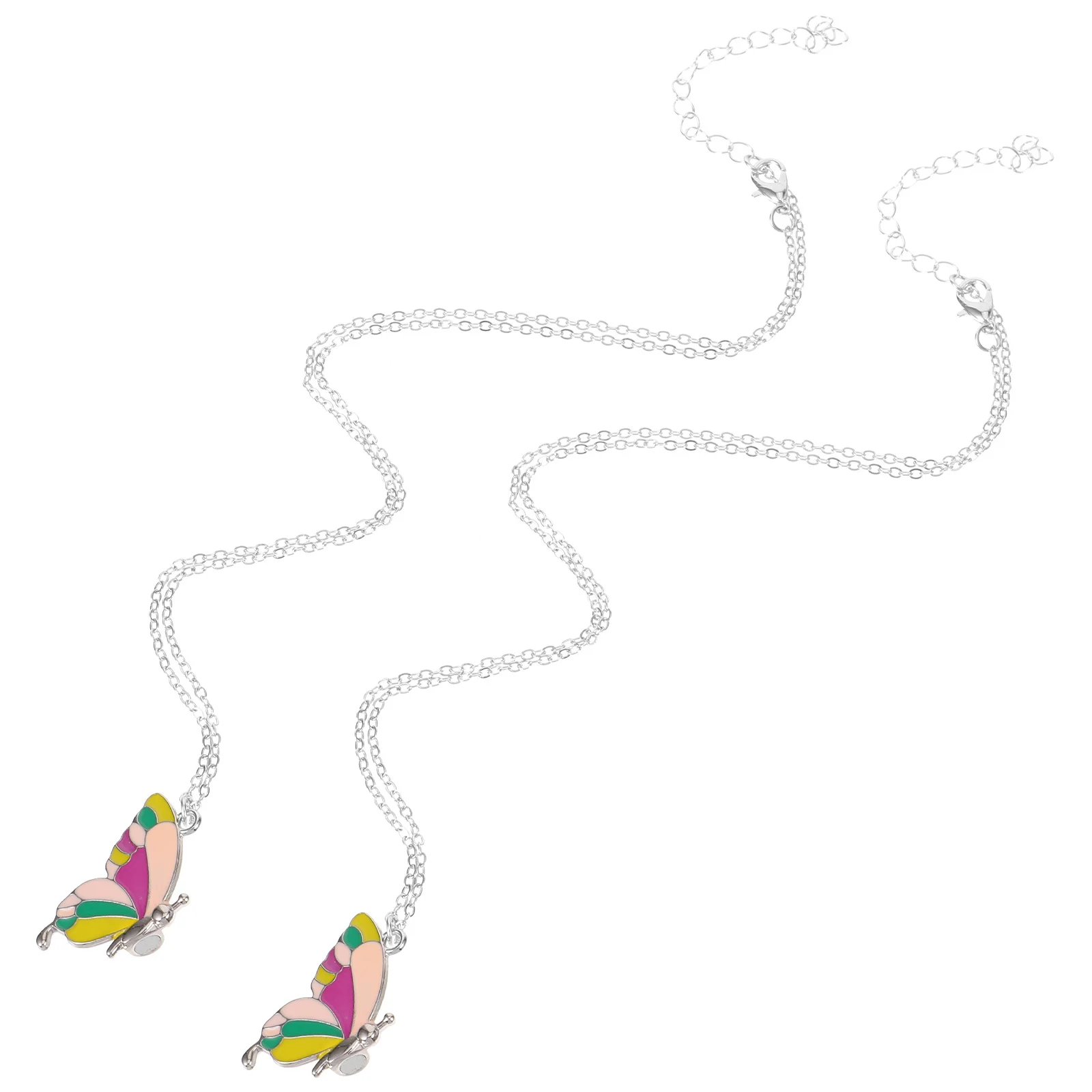 1 Paar bunte Schmetterlings-passende Halskette, vielseitige, stilvolle Paar-Halskette, magnetisches Geschenk für Freundin, Halsketten für Mama
