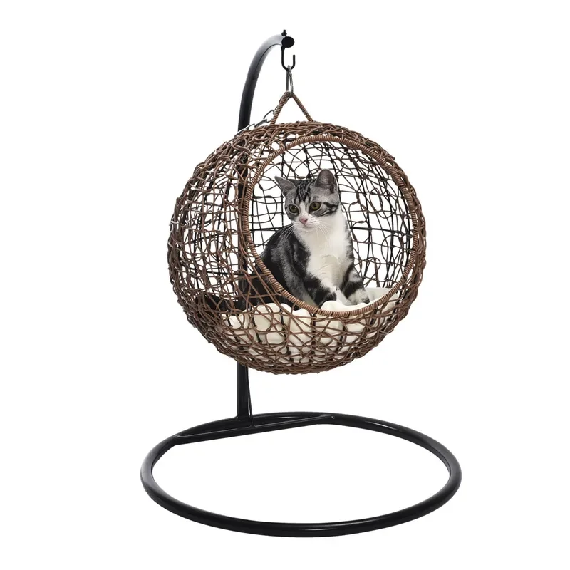 New Design Handmade Large Rattan Cat Hammock Cave Wicker Basket Swing Chair Bed Pet House Nest