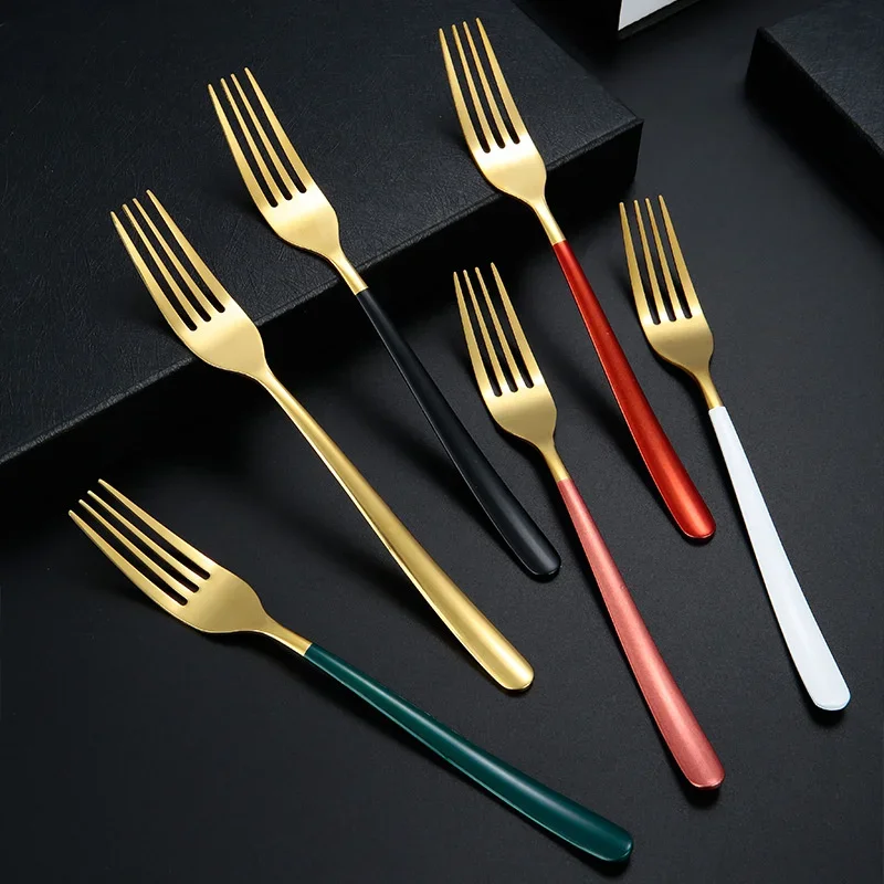 Creative moonlight Korean stainless steel tableware fork spoon titanium plated student spoon gift spoon