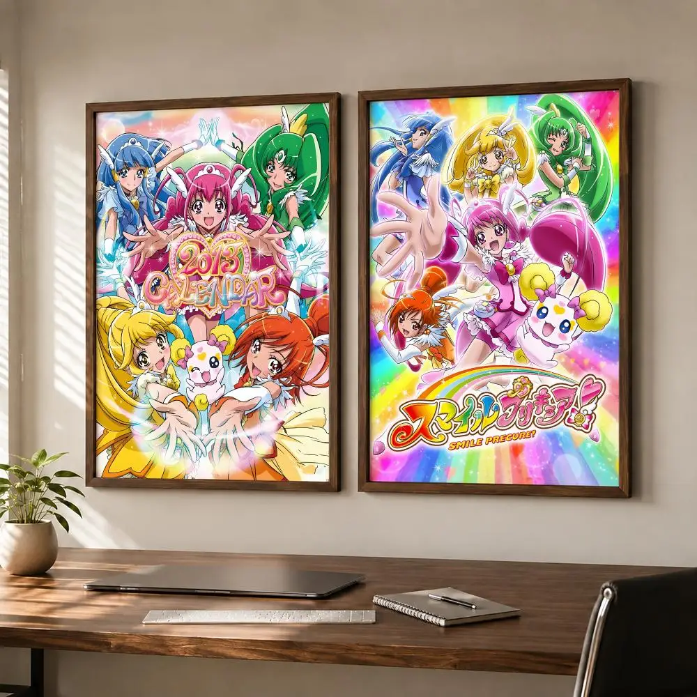 Cute Magical Girl Anime Smile PreCure Poster Self-adhesive Waterproof Paper Sticker Art Coffee House Bar Room Wall Decor