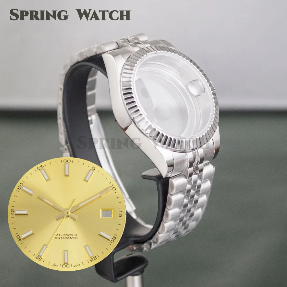 41mm Watch Case for Datejust Parts NH35 Case Strap Stainless Steel Jubilee Strap Watch Dial Sapphire Glass fit NH35 Movement