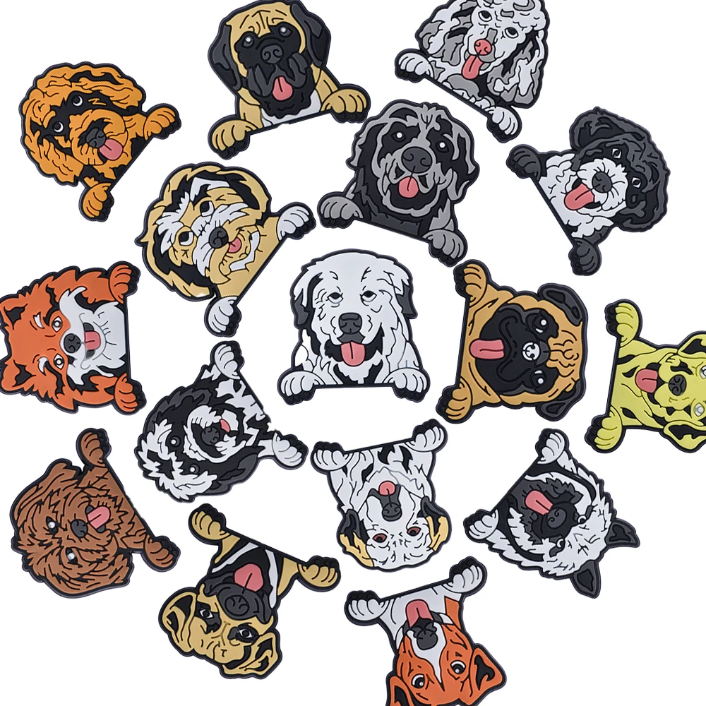 1-16pcs Kid's Cartoon Dogs Shoe Charms Jack Russell Pyrenean Mountain Dog Shoe Decoration Maltese Morkie Pomeranian Clog Charms