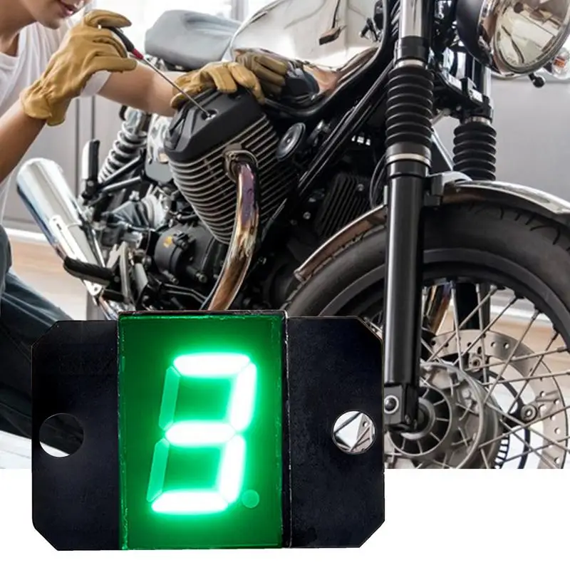 Motorcycle Speed Gear Indicator 12V Highlight Green Light Gear Speed Meter 0-6 Speeds Motorcycle Speed Display Waterproof