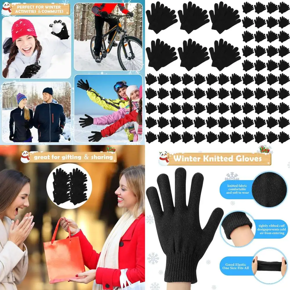 

Объемные 150 пар вязаных зимних перчаток, теплые перчатки унисекс для мужчин и женщин, идеальный рождественский подарок для всех