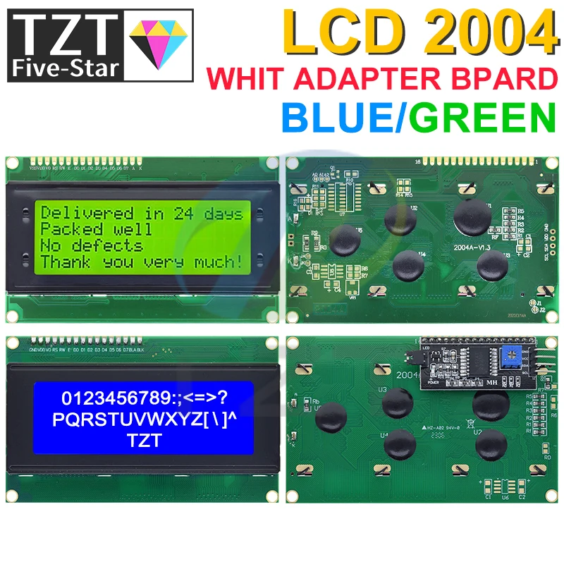 Imagem -06 - Tzt-módulo Adaptador de Interface Serial para Arduino Caráter Lcd Tela Azul e Verde Hd44780 Lcd2004 Mais I2c 20x4 2004a Iic I2c