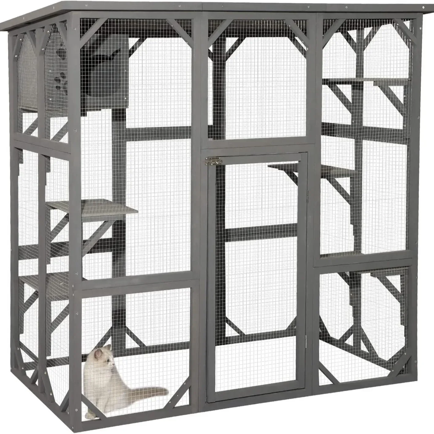 Ninho de gato de madeira maciça chanfro de madeira maciça cama para animais de estimação casa para gatos