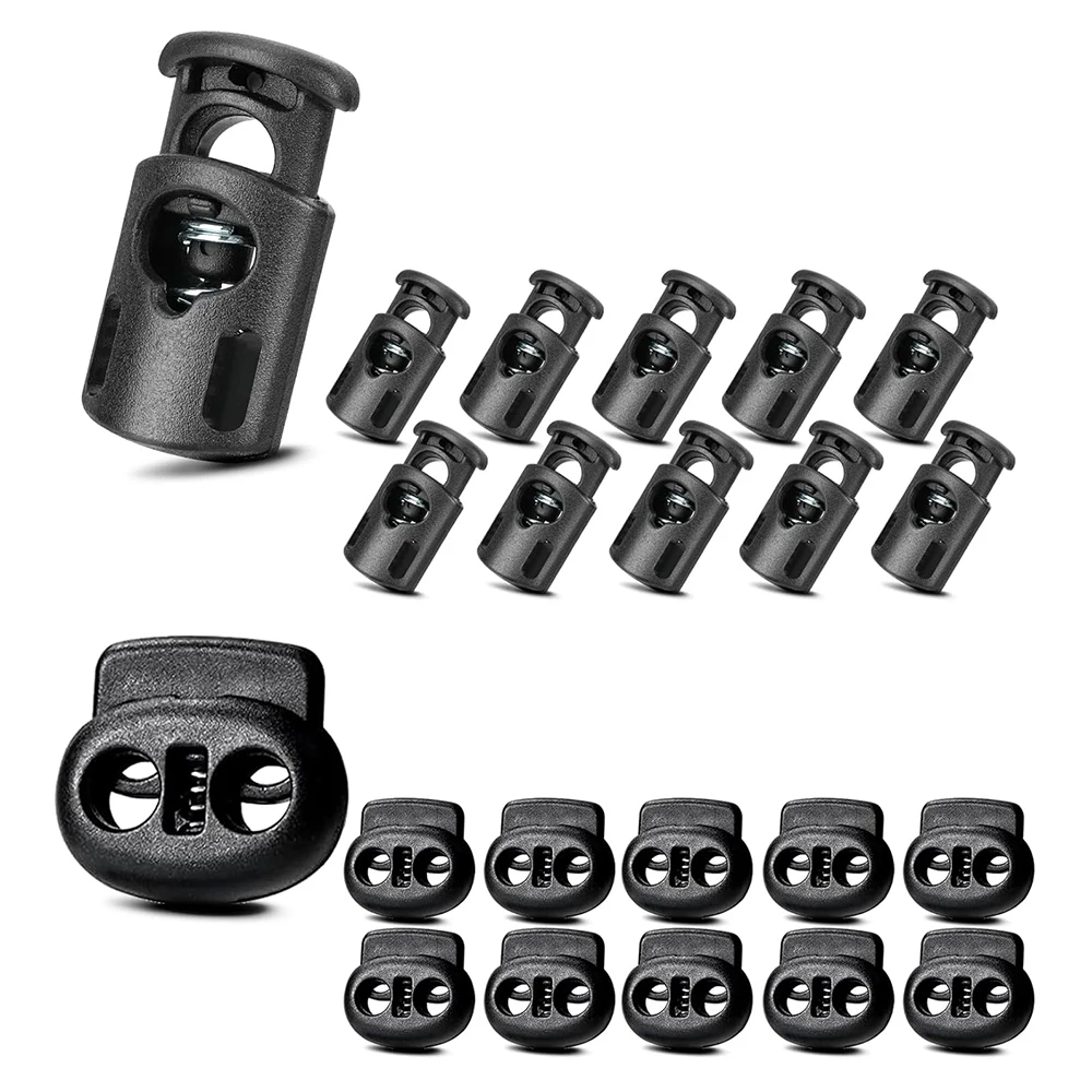 New 10pcs Cord Lock Plastic Stopper Cord Ends Toggles Clip Buckle Button Black Frost Shoelace Sportswear DIY Bag Accessory