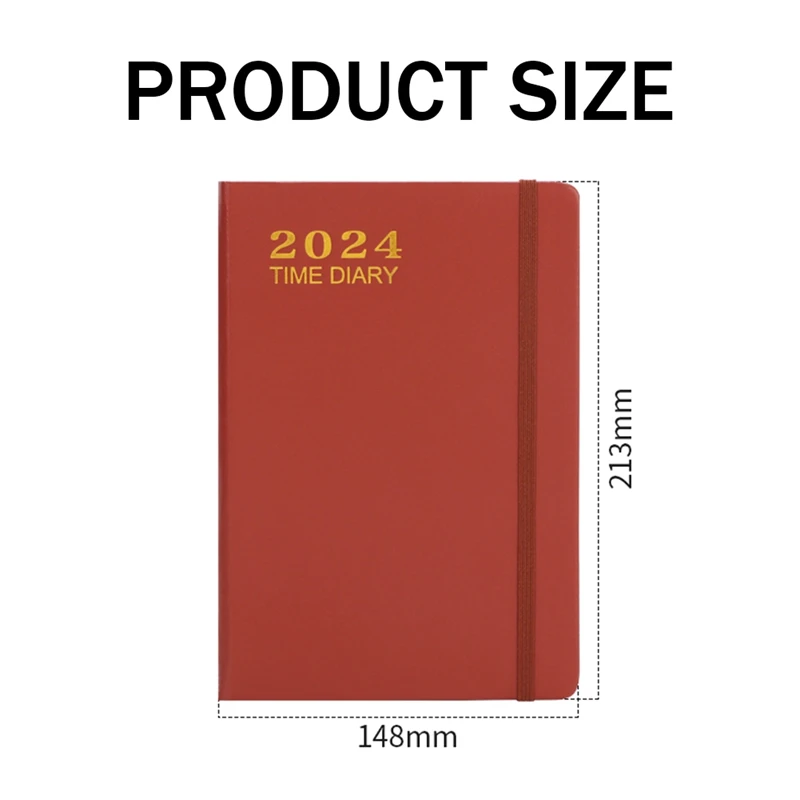 تقويم مخطط الجيب 2024، مخطط شهري أسبوعي مع جيب، إغلاق مرن، صفحات الملاحظات، علامات تبويب شهرية متينة برتقالية