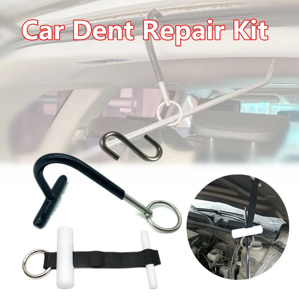 

3Pcs Paintless Dent Removal Tool Set for Car Roof S-hook Abrasion Resistance Hanger Hail Strap T-lever Holder Kit Durable