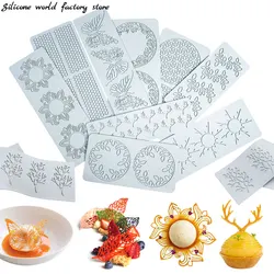 Silicone World Various Shapes Cake Lace Silicone Mold Leaves Geometric Flower Cake Border Decoration Lace Molds Baking Tools