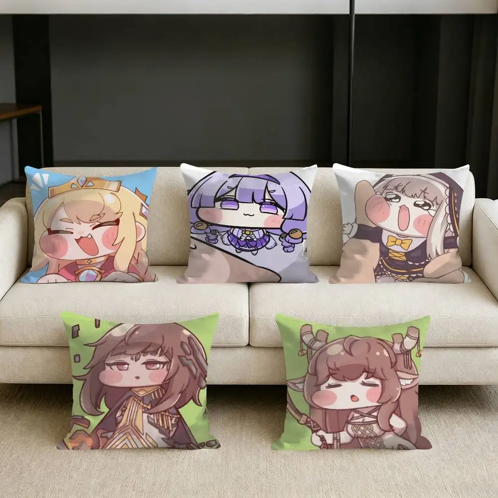 

E-Erpin cute T-Trickcal ChibiS Go Square Sofa Pillow Cover Solid Color Living Room Home Decor Cushion Case