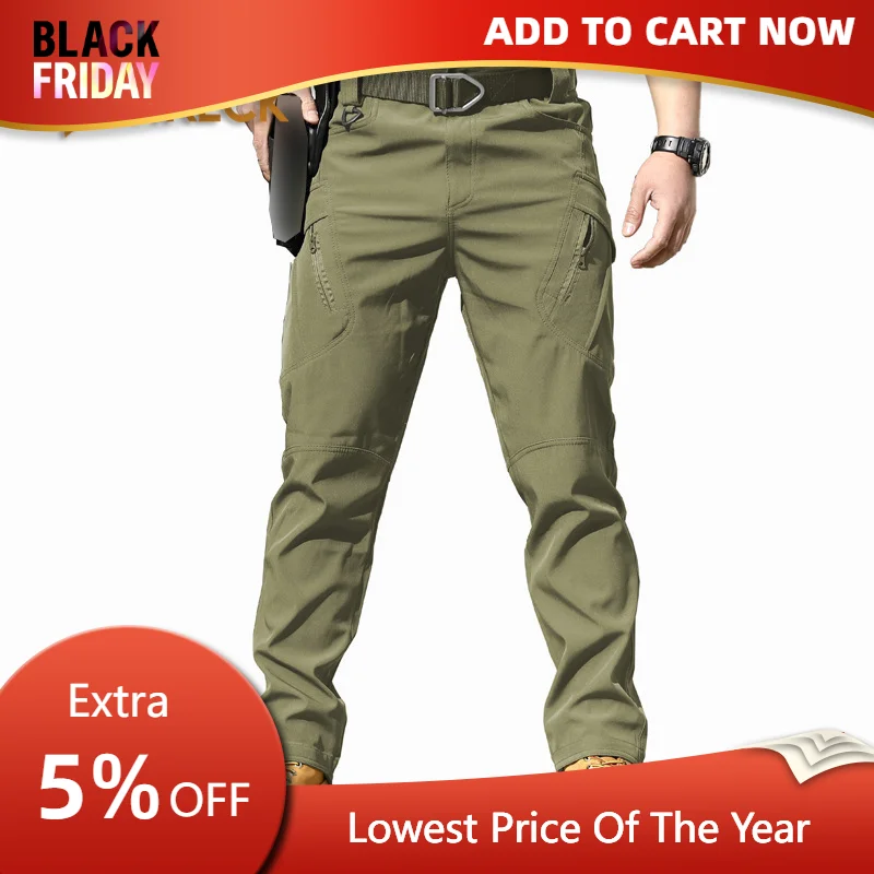 

CHRLCK Men's Anti-scratch Tactical Pants Elasticity Hiking Trousers Men Waterproof Hunting Fishing Camping Pants Wear-resistant