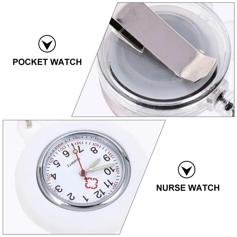 قطعتان من ساعة الجيب الطبية المضيئة بمشبك للممرضات للأطباء والممرضات بتصميم سيليكون خفيف الوزن