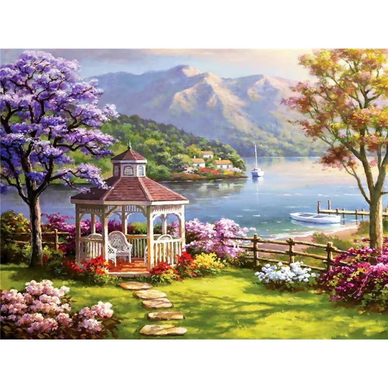 Kağıt yapboz 500/1000/1200/2000 adet bahçe göl dağ manzara manzarası DIY zanaat hobi duvar dekoru hediye
