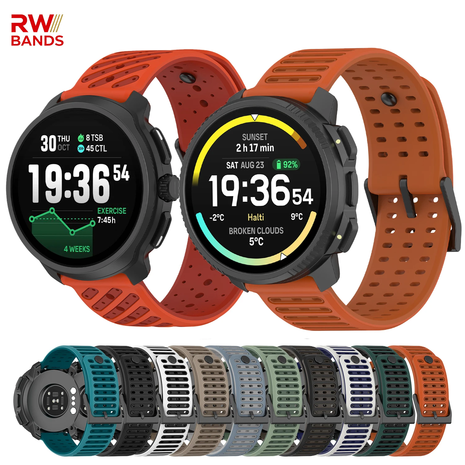 22-mm-Uhrenarmband für Suunto Vertical 2 Sportuhr, passend für Vertical 1 Race 2/S 5/9 Peak RACE Run, Silikonarmband-Zubehör