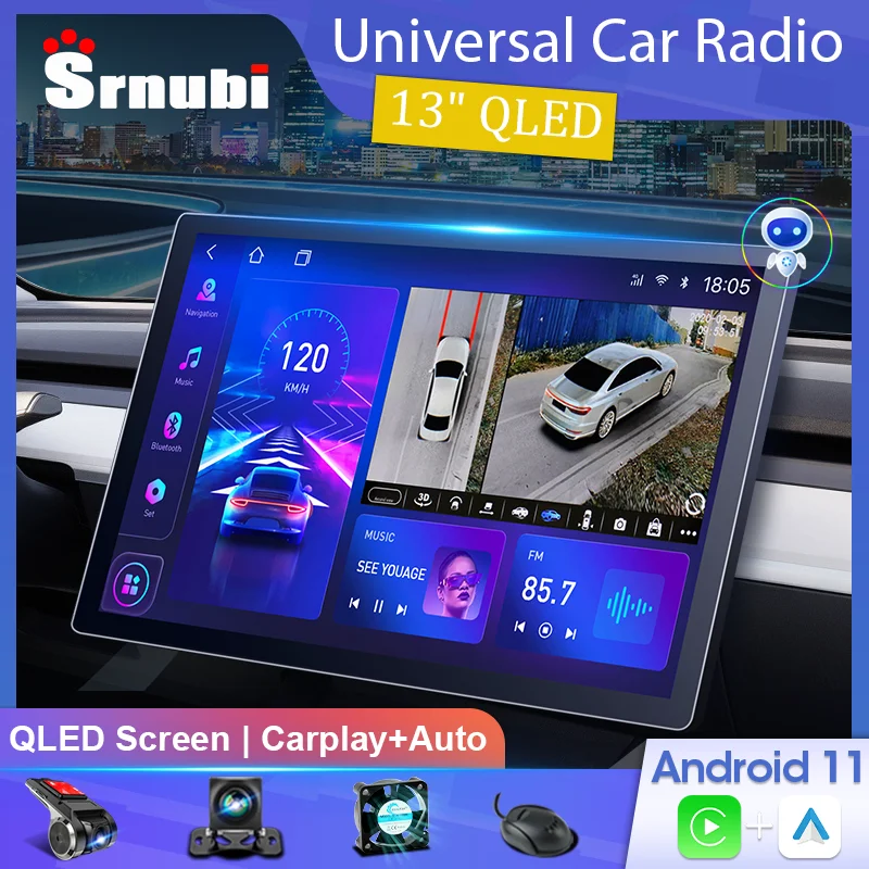 Navifly 차량용 멀티미디어 MP5 플레이어, 도요타 폭스바겐 VW 현대 기아 혼다 포드 지지대 BT TF FM USB 카플레이, 7 인치 HD 스크린 