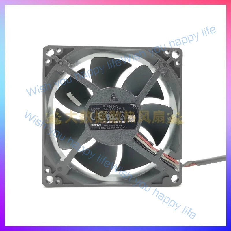L... Delta AUB0812H-E 8025 DC12V 0.30A 3-Wire Cooling Fan