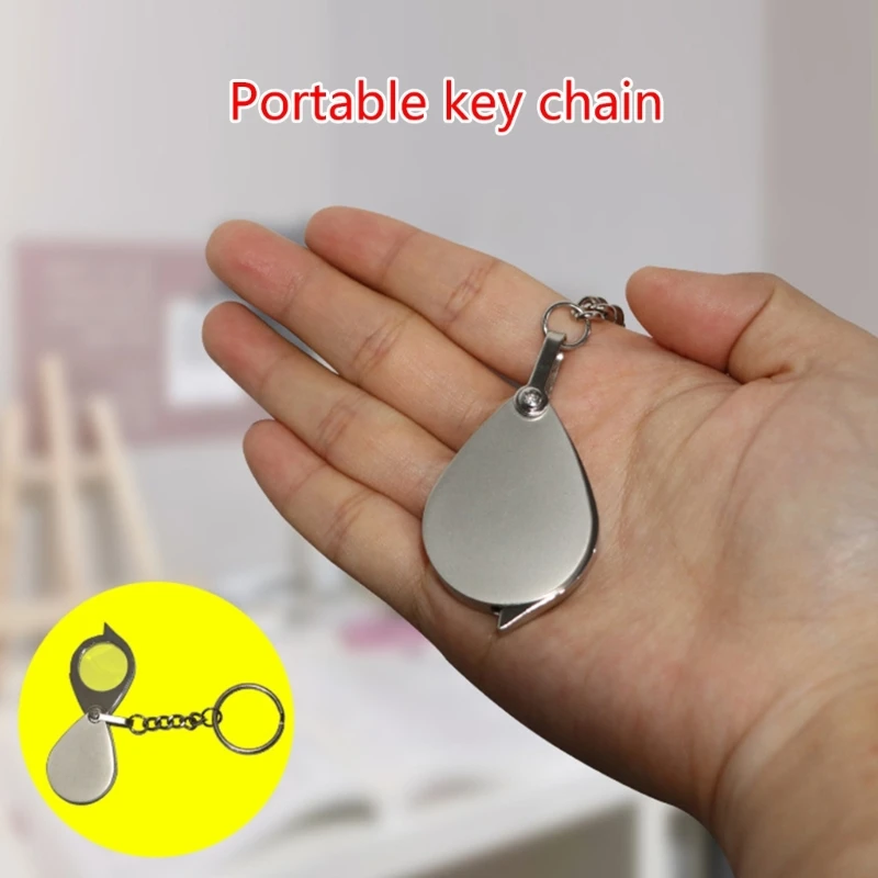 Kính lúp bỏ túi gấp 20X có móc khóa Kính lúp động để đọc Dropship