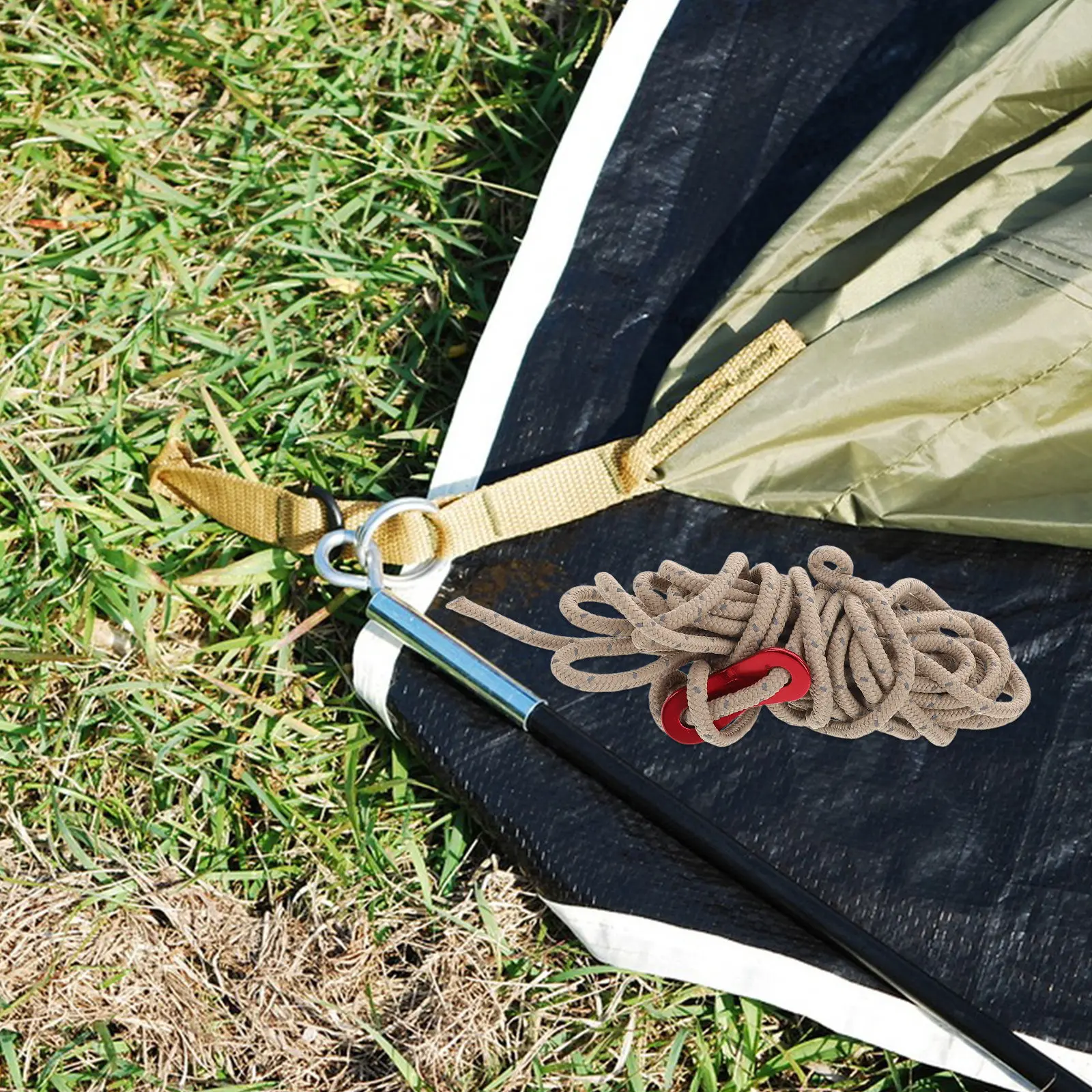 Reflective Camping Tent Rope Set 8Pcs Adjustable Buckles Weather Resistant Guy Lines for Hiking Safety