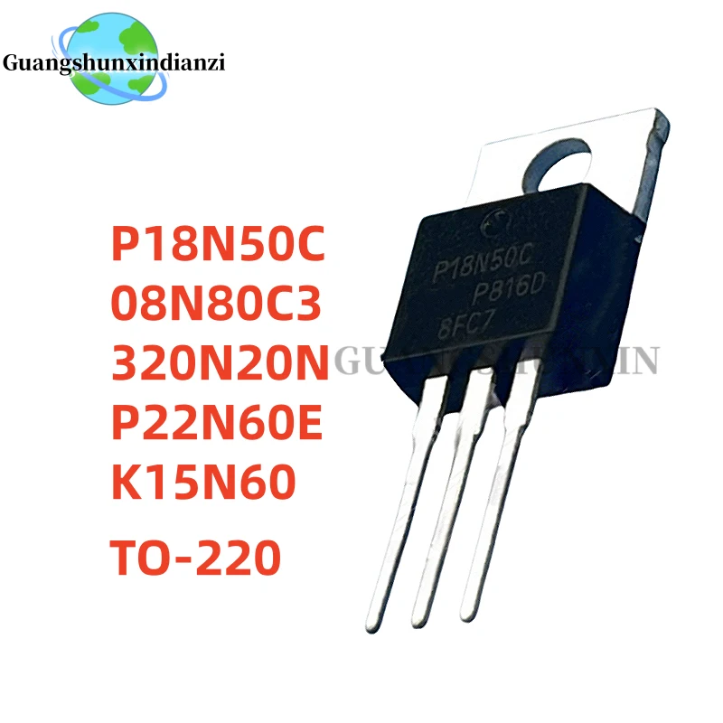 10PCS 100% NEW P18N50C 08N80C3 320N20N P22N60E K15N60 60R060P7 TO-220 Best Quality In Stock