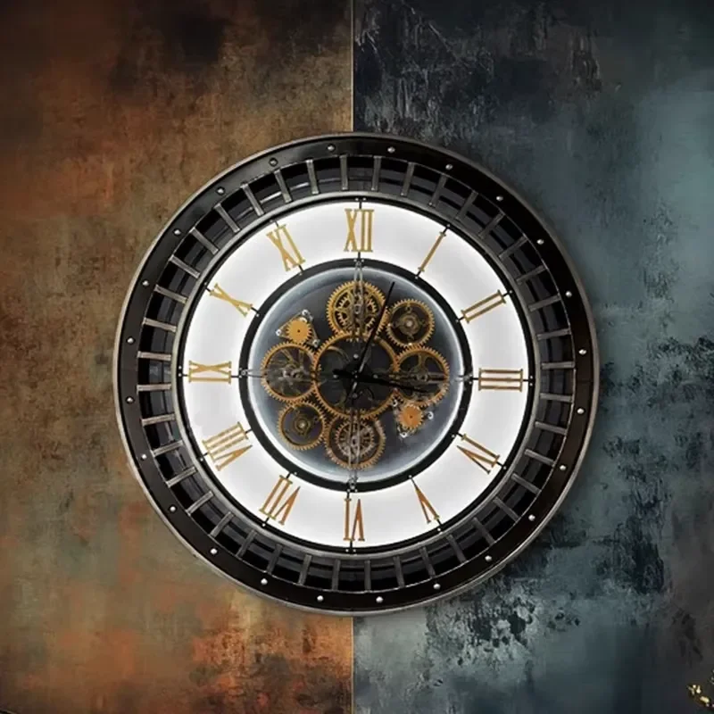 Large Industrial Gear Wall Clock Vintage Steampunk Mechanical Wall Decor for Bar Restaurant Wall Hanging Custom
