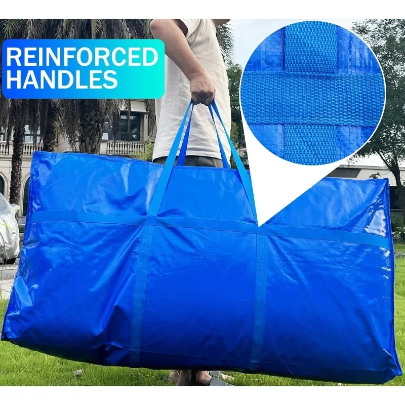 Bolsas de almacenamiento extragrandes, bolsas para mudanzas enormes, resistentes con cremallera y asas más fuertes, bolsa de lona plegable grande para viajes