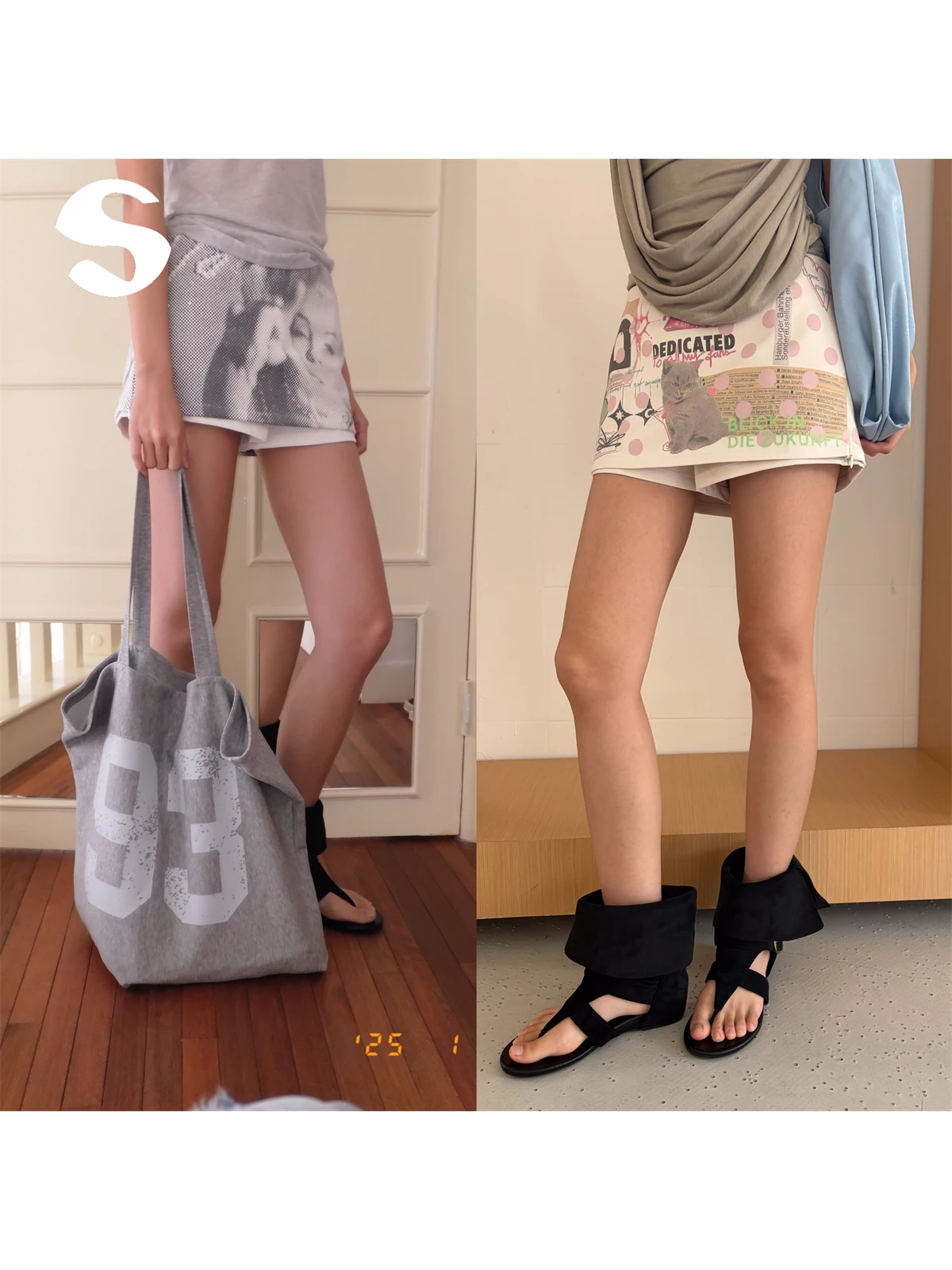 Low Waist A-Line  Skirt Short Pants Women Summer Design Korean Style Casual Printed Vintage Sleep at 11 Brand