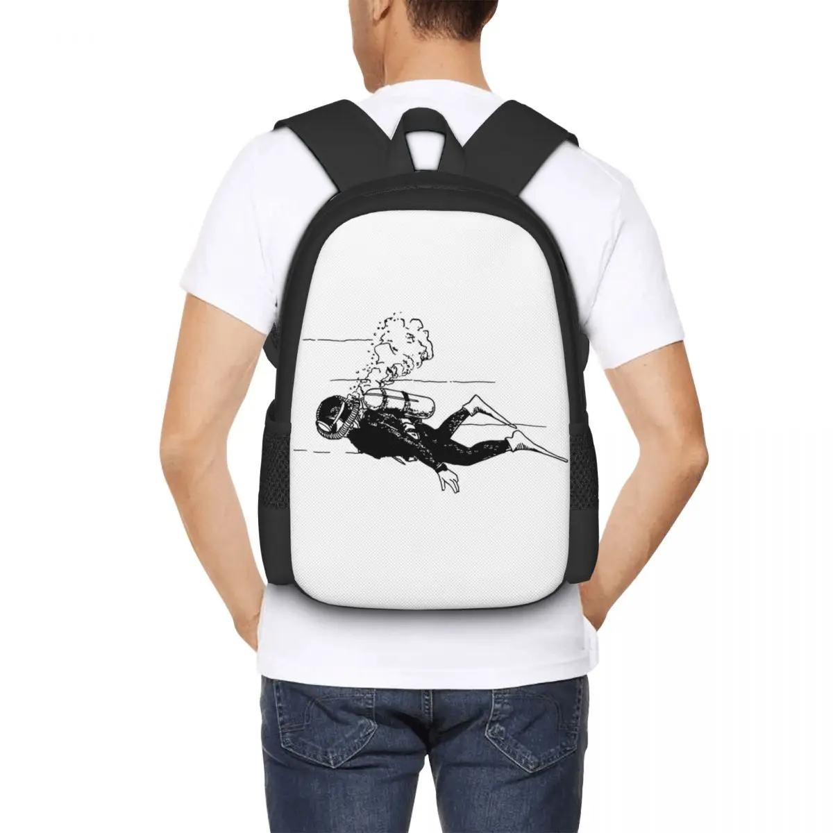 Scuba Diver 1 Backpack Hot Sale Daypack Large Capacity Children BookBag School Bag Shoulder Bags for Men Women