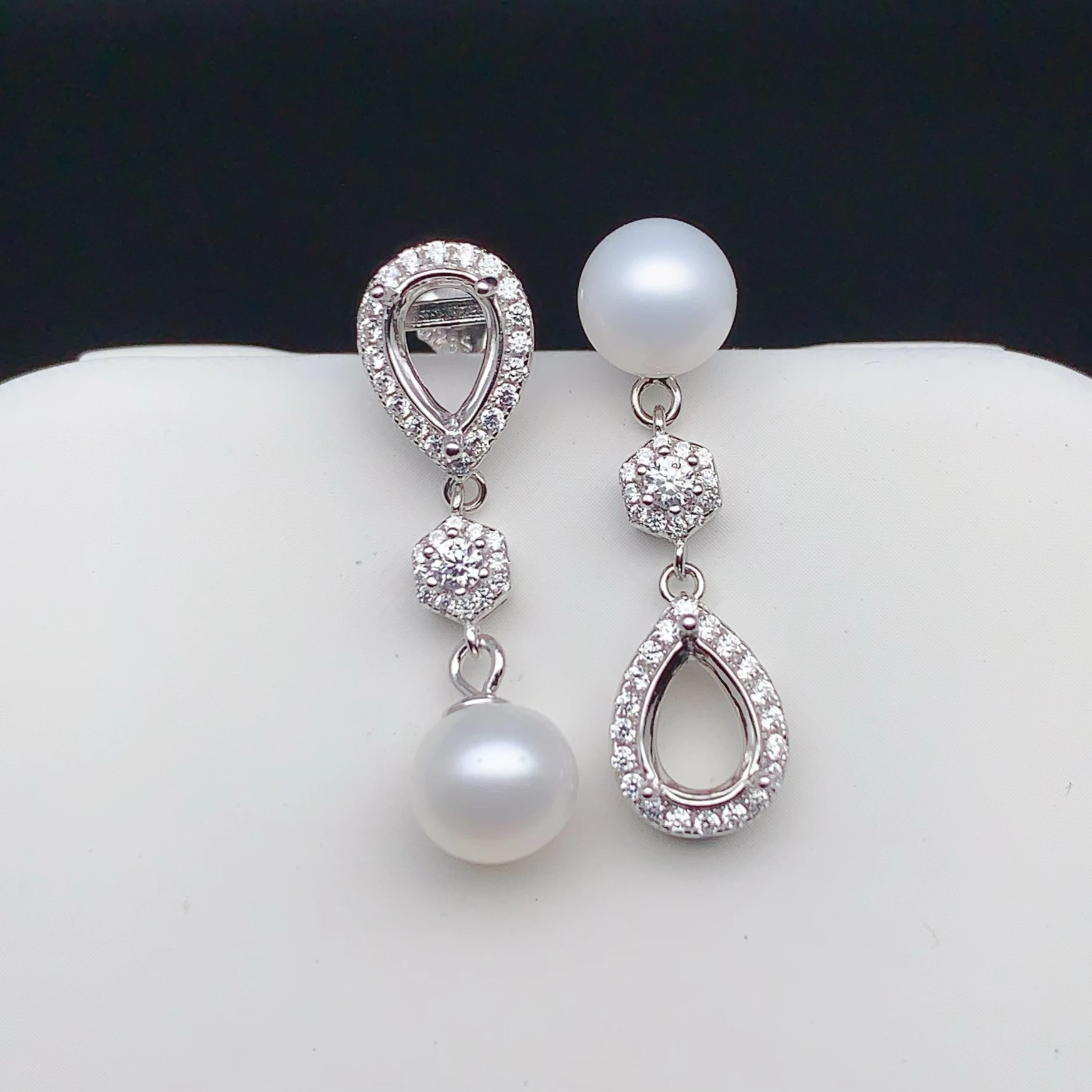 

MeiBaPJ инкрустация 5*7 капли воды камни Модные жемчужные серьги DIY S925 Серебряные Ювелирные изделия Аксессуары пустой держатель для женщин