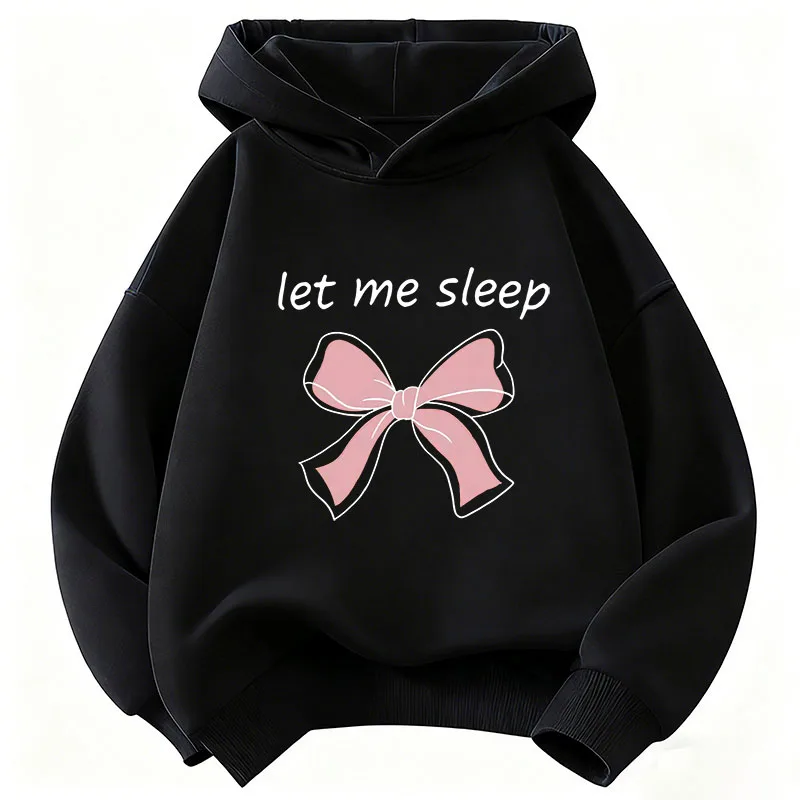 Let Me Sleep Bow Design Hoodie Kids Children's Sweatshirt Hoody for Boys Girls Autumn Winter Casual Hoodies