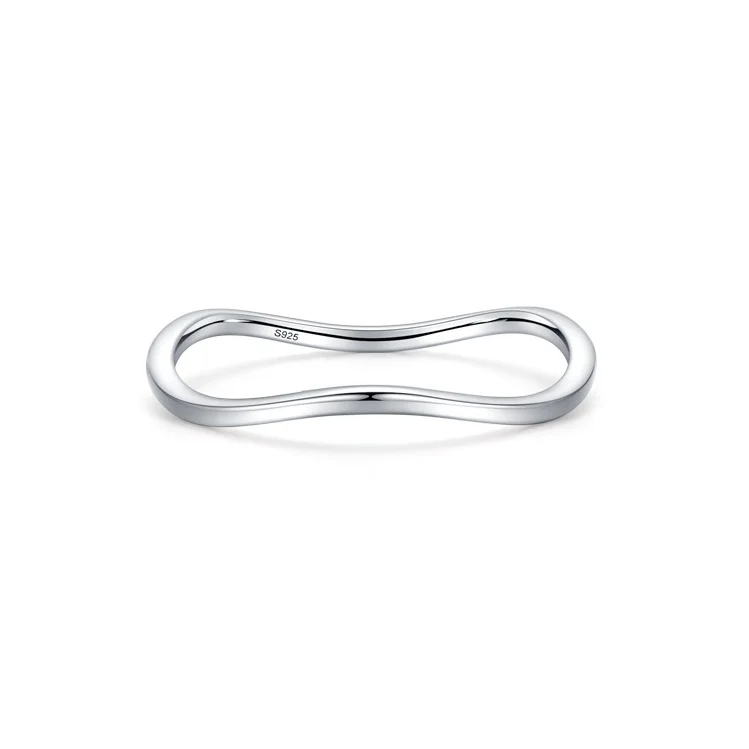 

European American Index Finger S925 Sterling Silver Simple Wavy Ring for Gift