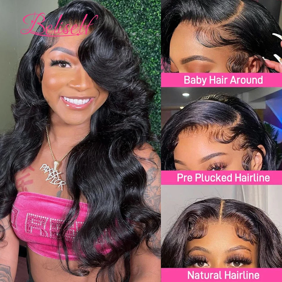 13x6 Full Lace Frontal Wig Body Wave Real 13x6 HD lace Wigs Raw Hair Wig 250 Density 34inch 13x4 Lace Frontal Wigs Beliself Hair