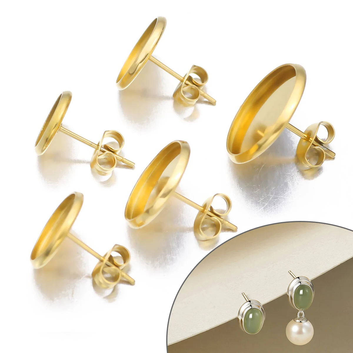 Inner Diameter 4–14mm 2–20pcs Stainless Steel Disc Welding Pins Gold-Plated/Silver-Plated Handmade DIY Earring Accessories