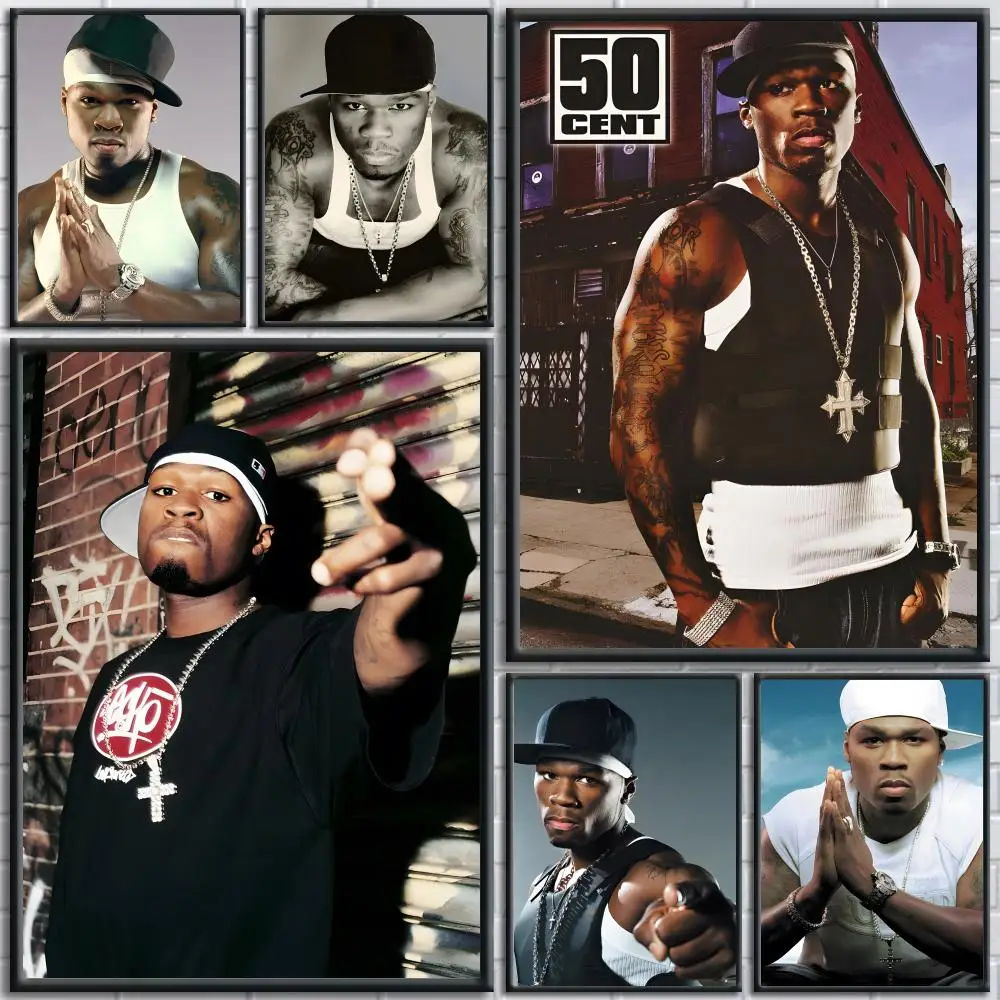 Music Singer 50 C-cents Poster Trendy And Easy-to-Apply Wall Art Stickers For Home Decor And Dorm Room Walls