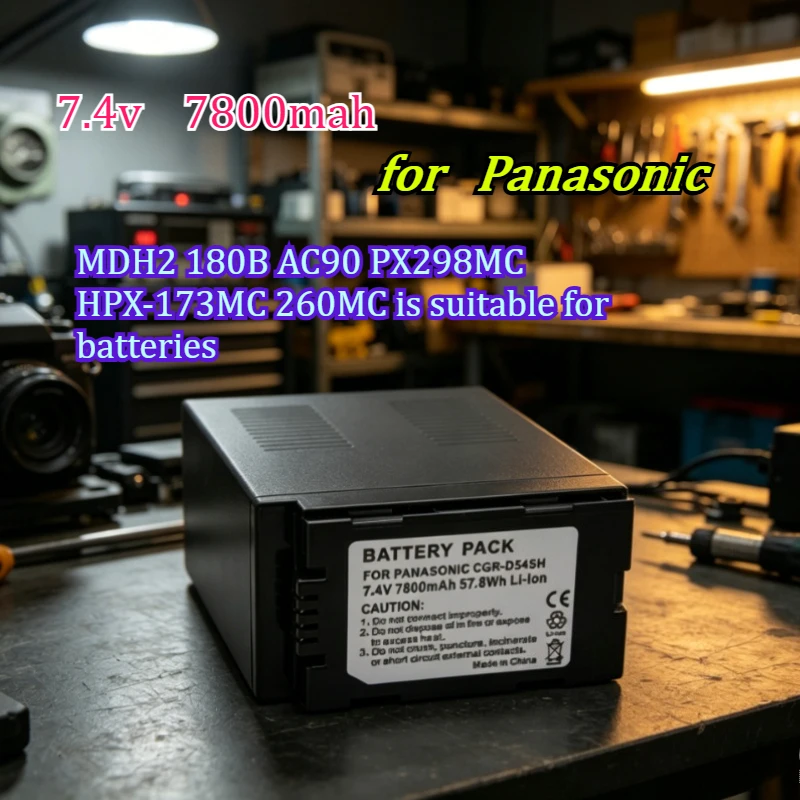 Batería Digital de Largo Alcance de 7.8Ah 7.4v CGA-D54SH D54D Compatible con Cámaras Panasonic MDH2 180B AC90 PX298MC HPX-173MC 260MC