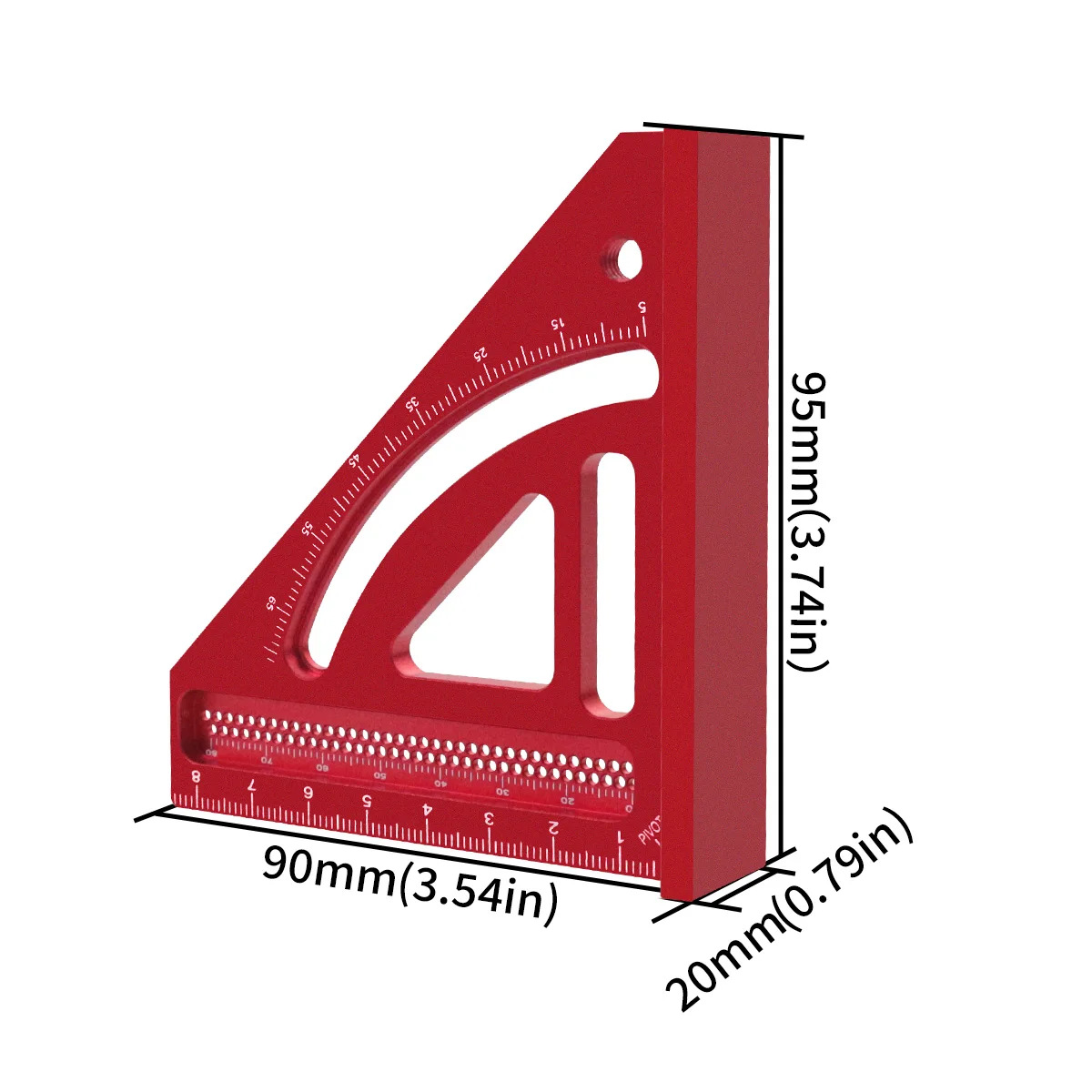 Wielokątny linijka miernicza aluminiowy kwadratowy kątomierz do obróbki drewna, precyzyjny Mini cieśla kwadrat, trójkątna linijka