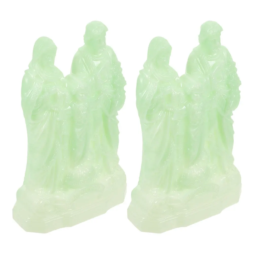 

2 Pcs 18cm Glow in Dark Imitation Jade Statue European Style Jesus naments Home Decor Miniatures Sacred Figurines