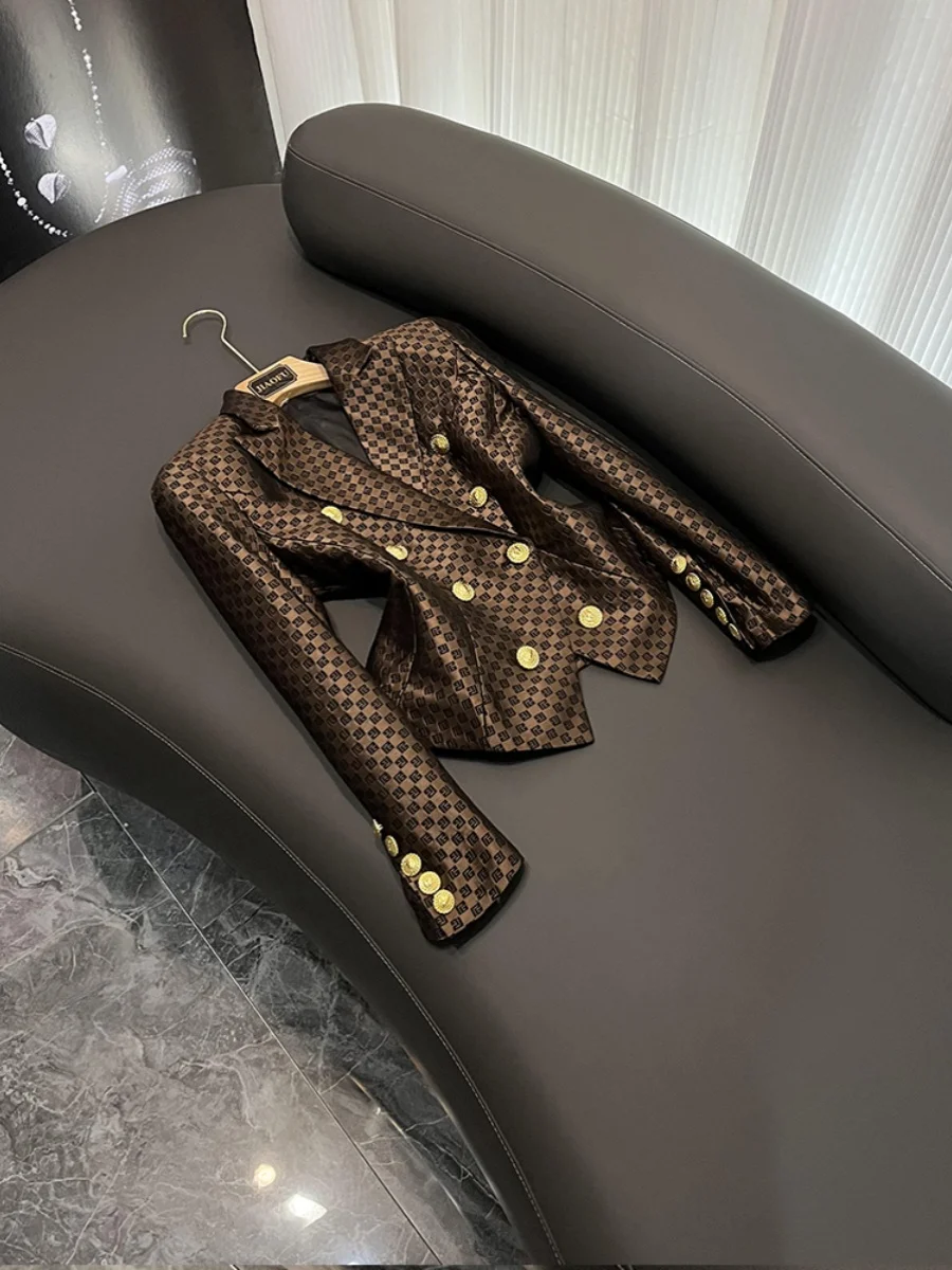 

Faionable осенне-зимний облегающий двубортный костюм с вышивкой льва Jaet A849HUPJF Commute Sle Long Sve Suit