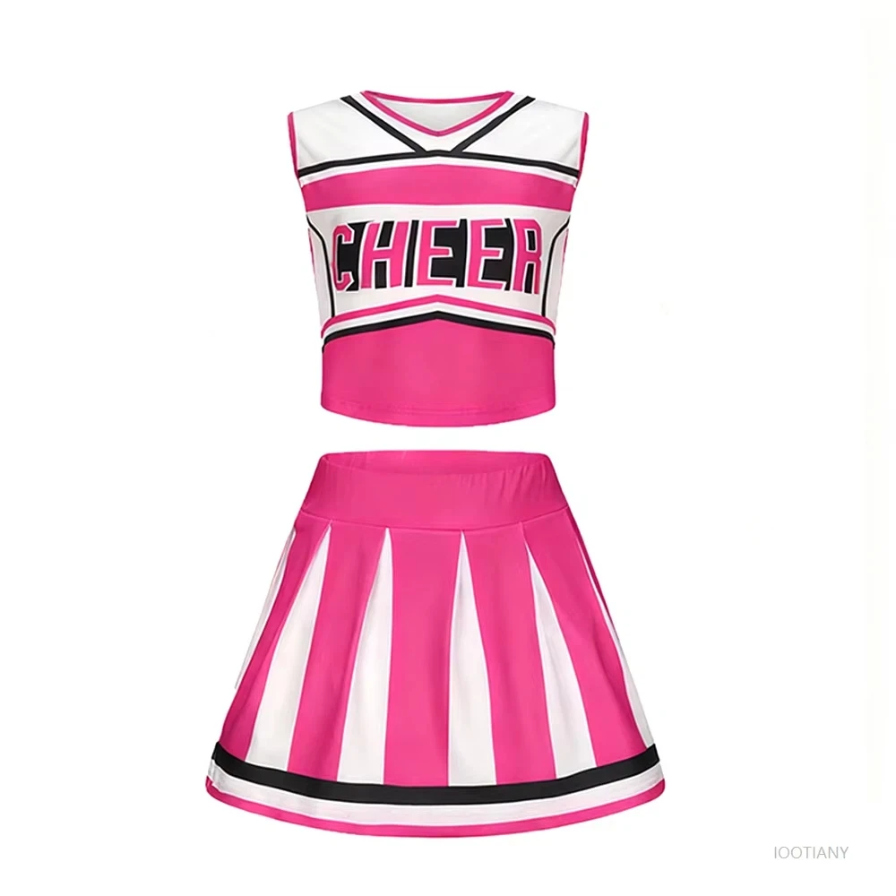 Girl Cheerleader Costumes Cheerleading Dress Uniform Short-sleeved Top Skirt Ball Students Campus Dance Performance Cosplay Suit view 3