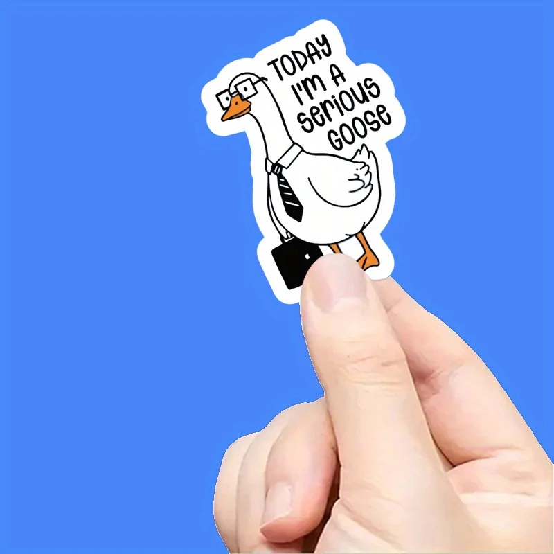 

HAILUREY Today I am a serious goose - Scratch-Resistant Funny Stickers，Business-style goose suit with tie