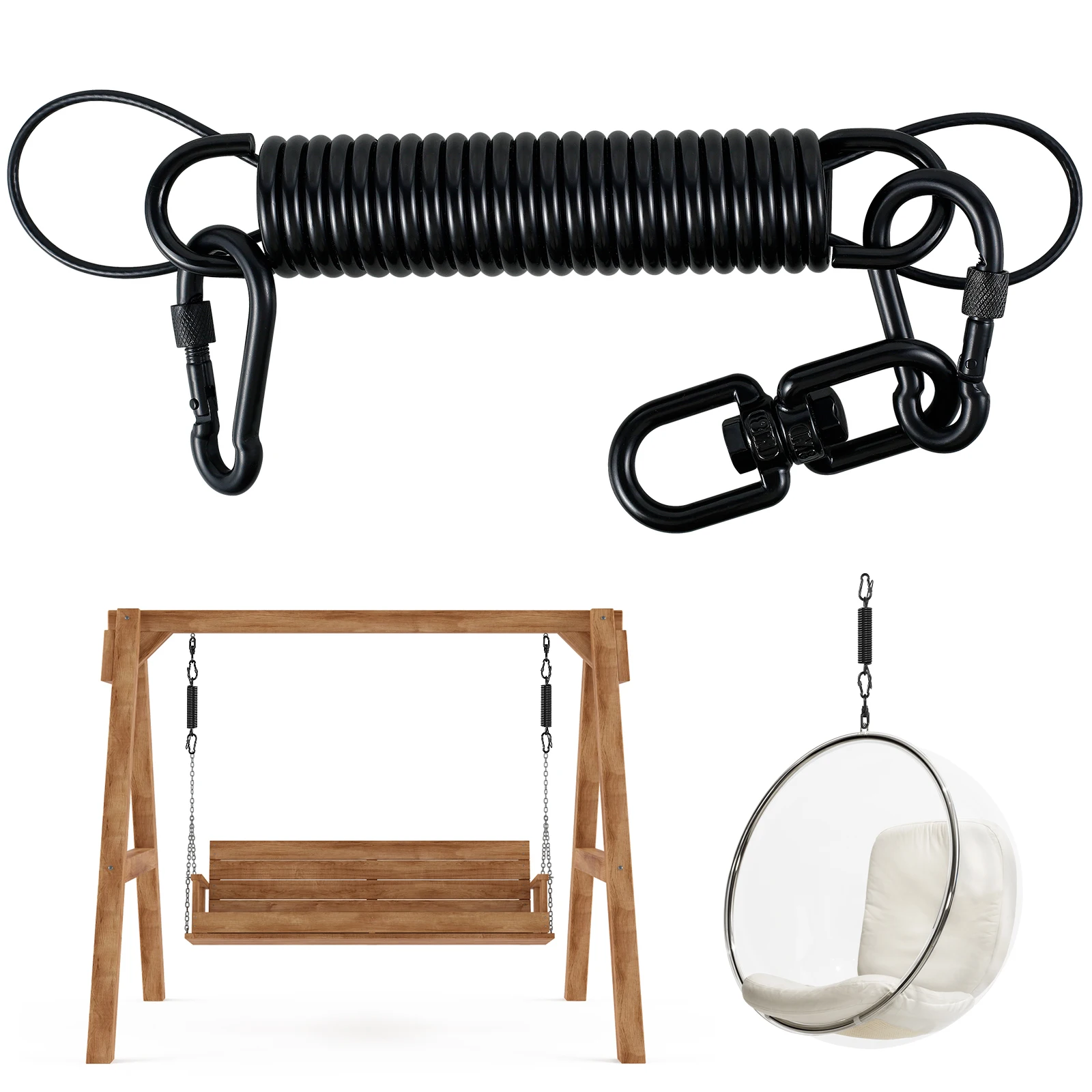 Hammock Chair Hanging Kit Swing Spring Hardware Heavy Duty Suspension Swivel Hanger Hook for Hanging Chair Swing Seat Garden