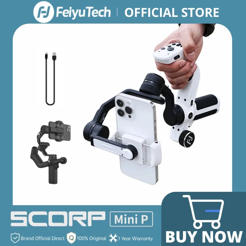 

3-осевой ручной подвес FeiyuTech Scorp Mini-P для ручки смартфона, трекер AI, заполняющий свет, нагрузка 520 г, для iPhone Android