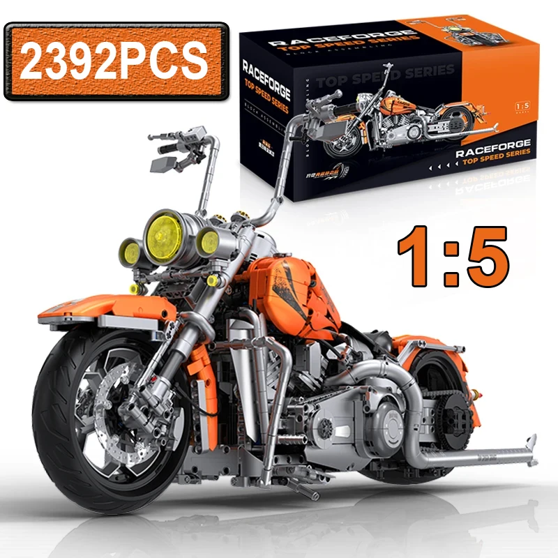 

Конструктор 1:5 Классический знаменитый мотоцикл, инженерная модель круизера, креативная игрушка, подарок для детей и взрослых, 2392 детали