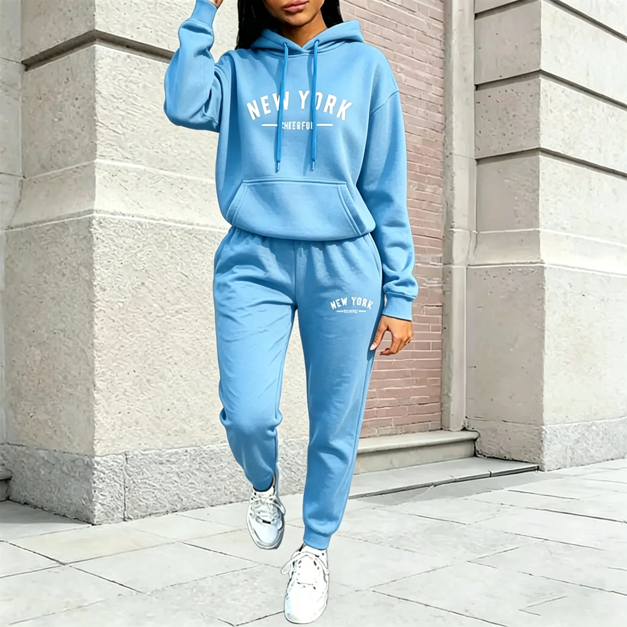 NEW YORK Women's Tracksuit Autumn Winter Hoodies Trousers 2PCS Suit Sports Jogging Street High quality Clothes Women Pants Sets