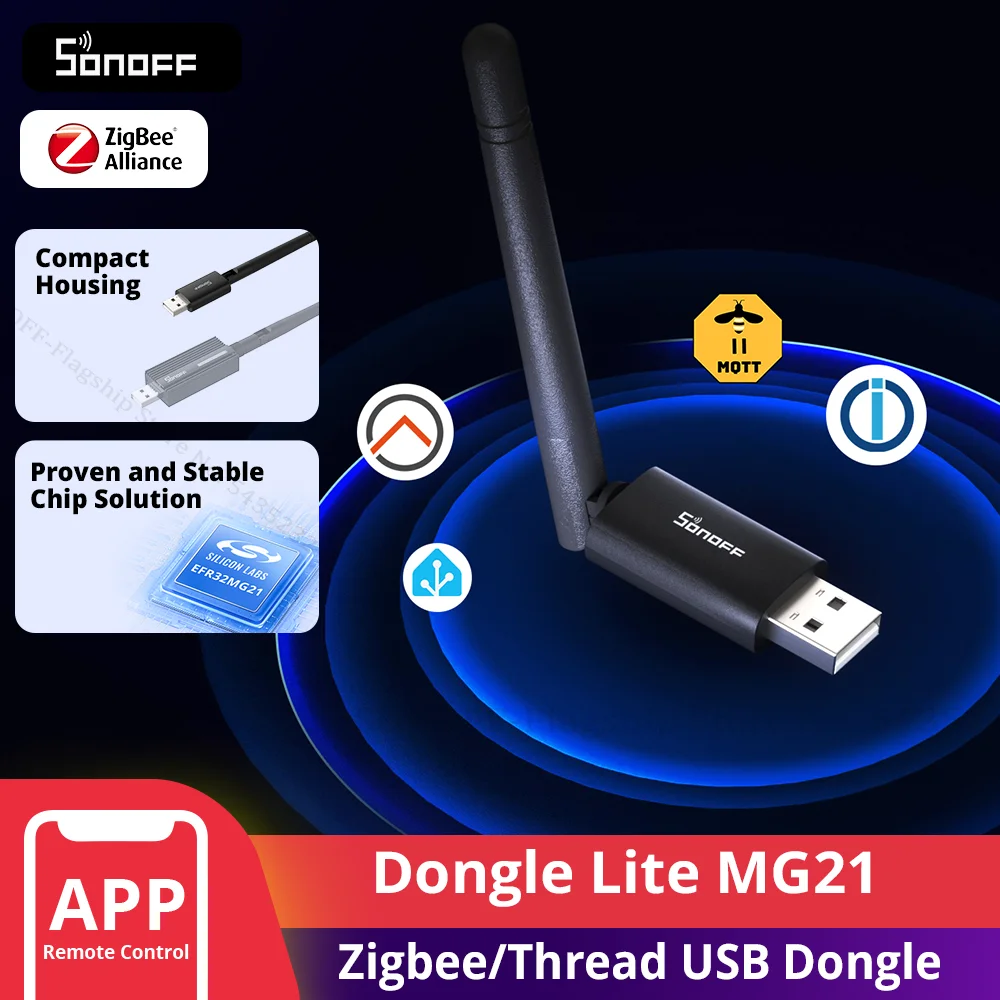SONOFF Dongle Lite MG21 Zigbee/filetage USB Dongle-LMG21 EFR32MG21 puce large plateforme compatibilité fonctionne avec Zigbee2MQTT OpenHAB