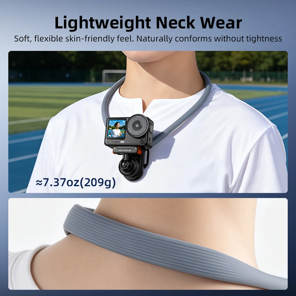 Flymile Magnetische Nackenhalterung Brustgurt für DJI Action 6/5/4/3/Insta360 Ace Pro 2 X5 360 ° Verstellbarer Flexibler Halter – Detail 8
