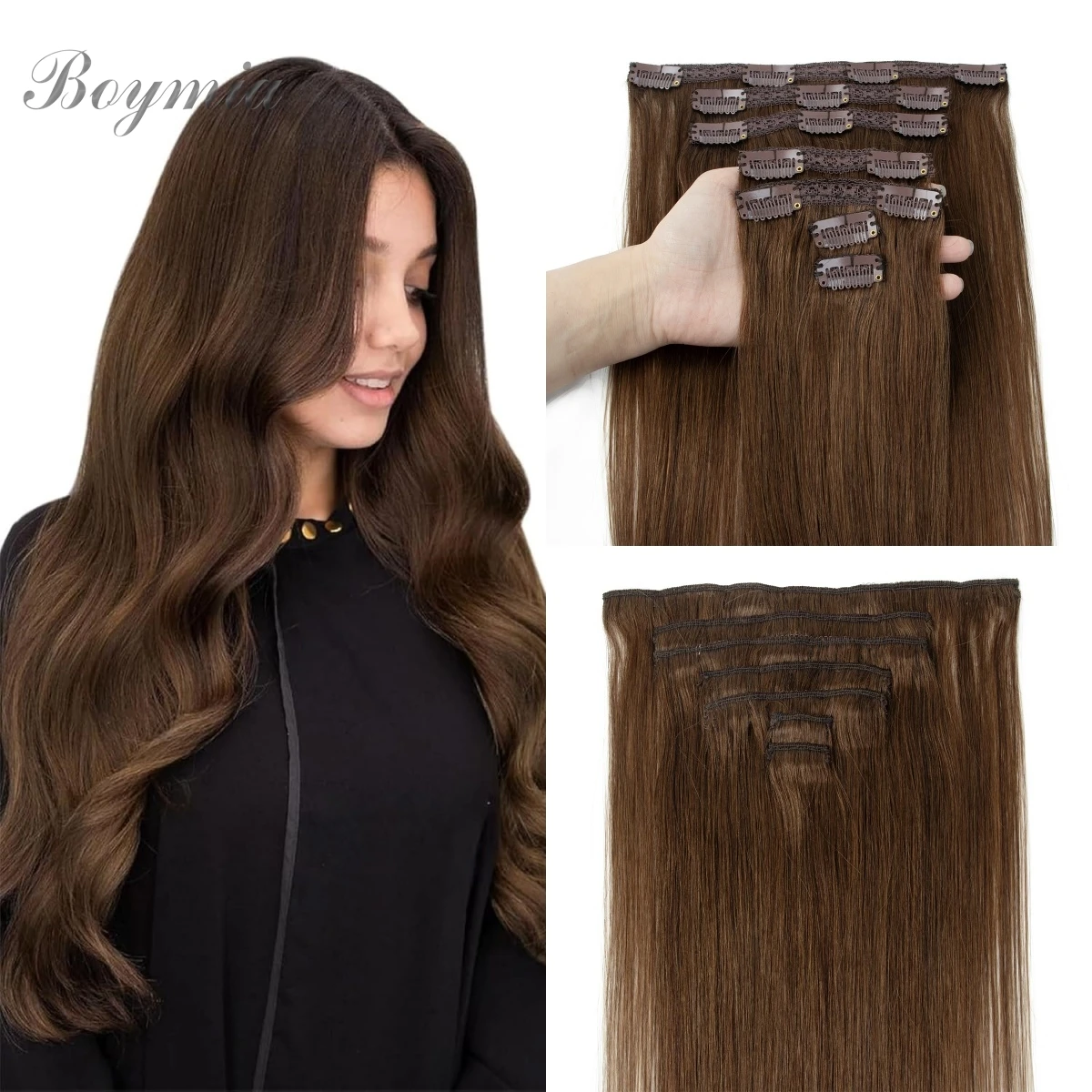 

Заколка для наращивания прямых волос, человеческие волосы, натуральная машина, Remy, клипсы для наращивания, двойной уток, 7 шт., клипсы для волос, 12-24 дюйма