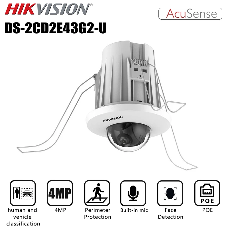 

Hikvision DS-2CD2E43G2-U 4MP HD POE AcuSense IP camera support Motion & Face detection built-in mic Dome In-Ceiling mini camera