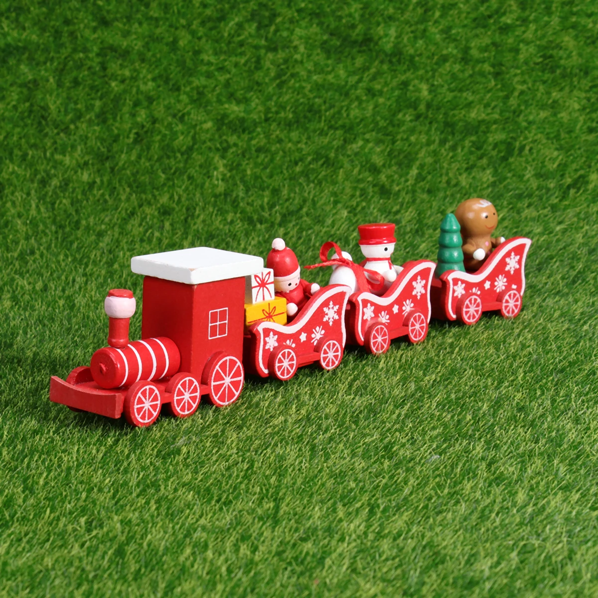 

Christmas Wooden Train nament Red Table Decoration Funny Toy Kids Desk Adornment Creative Gift Non Remote Model Christmas Party