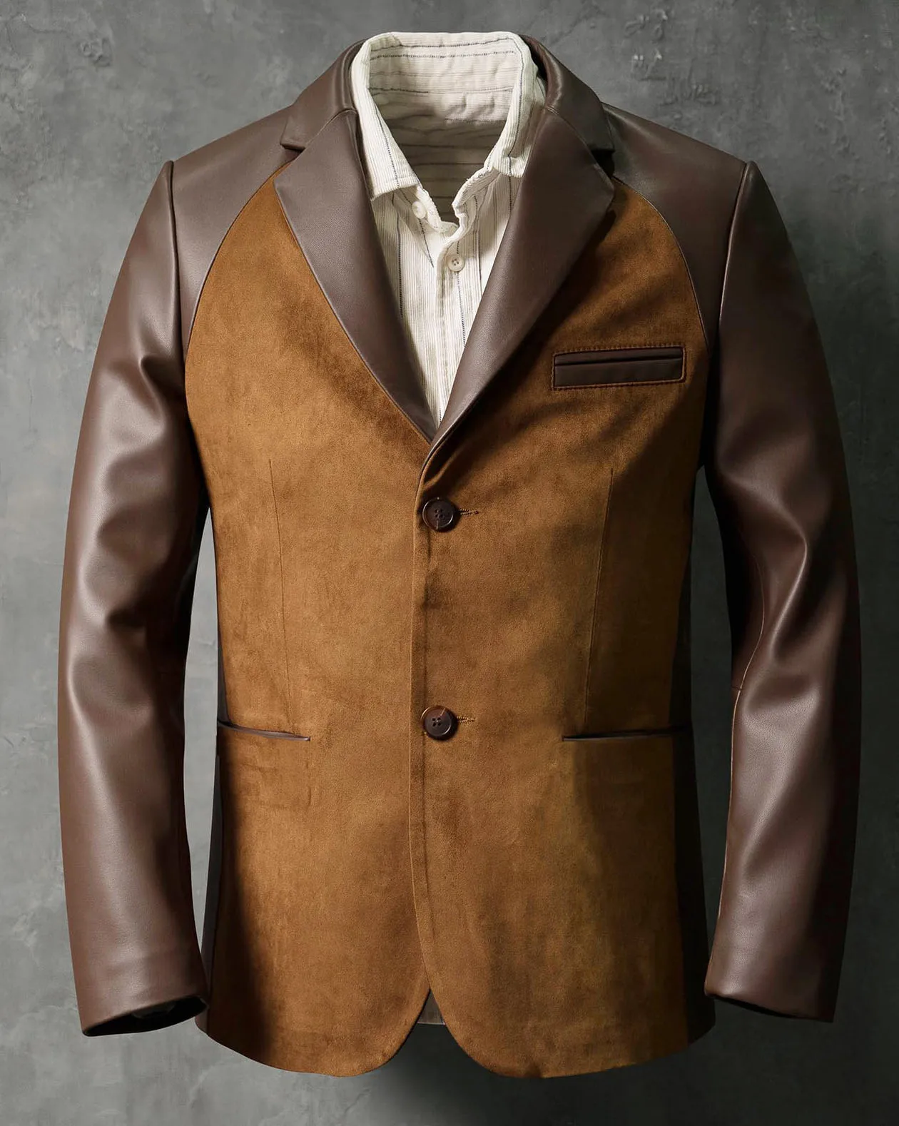 Designer Klassieke Heren Pak Jas PU Splicing Notched Revers Smoking Piekte Breasted Bruidegom Wear Business Party Blazer Aangepaste